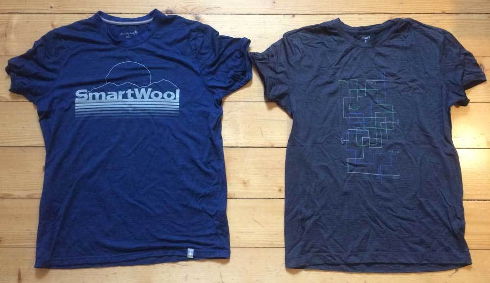 icebreaker & smartwool tshirts side by side icebreaker & smartwool tshirts side by side