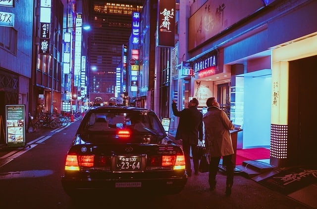 taxi in Japan at night