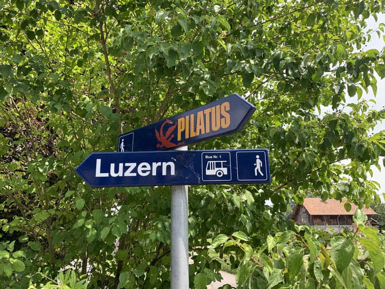 Signs to the Bus in Kriens from Pilatus