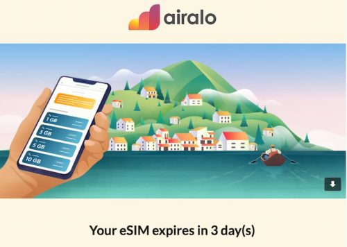 Aviso de expiração de 3 dias da Airalo