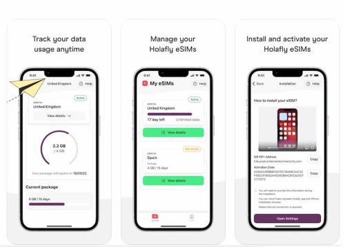 Fonctions de l'application Holafly