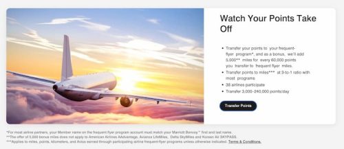 Transfer Bonvoy Points to Airline Miles
