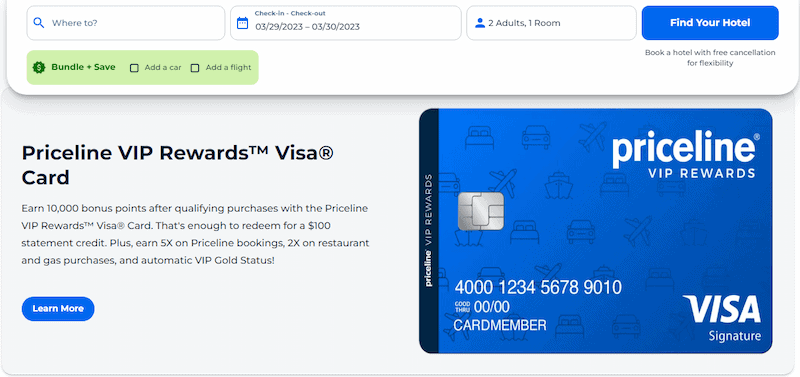 Priceline Homepage VIP Rewards