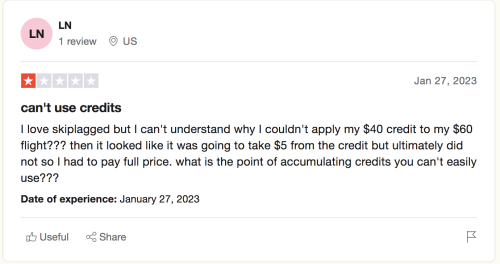Skiplagged on Trustpilot