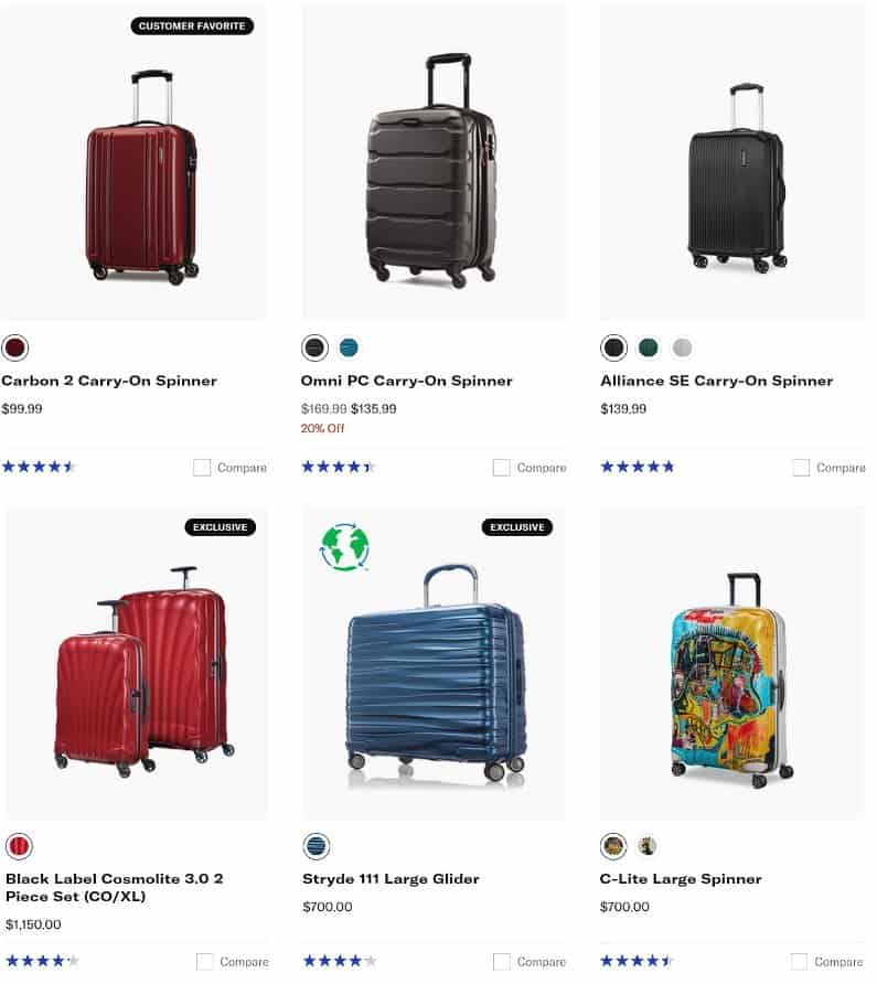 Samsonite Luggage Prices
