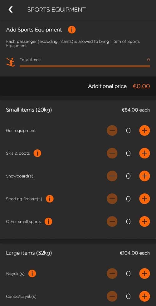 EasyJet Sports Equipment