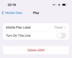 Deleting an eSIM from an iPhone