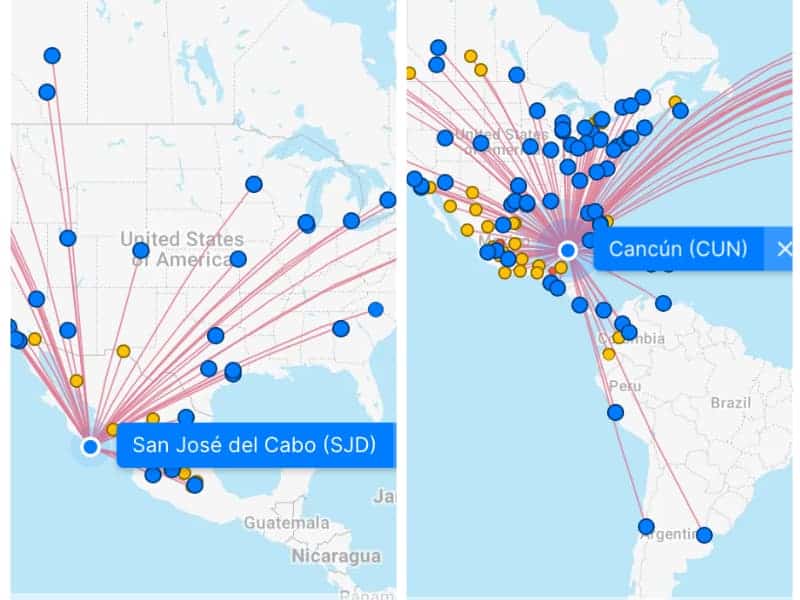 Cabo vs Cancun direct flights