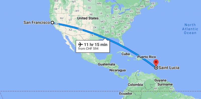 St Lucia from San Fransisco