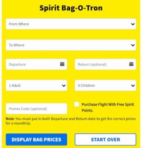 Spirit Bag Calculator